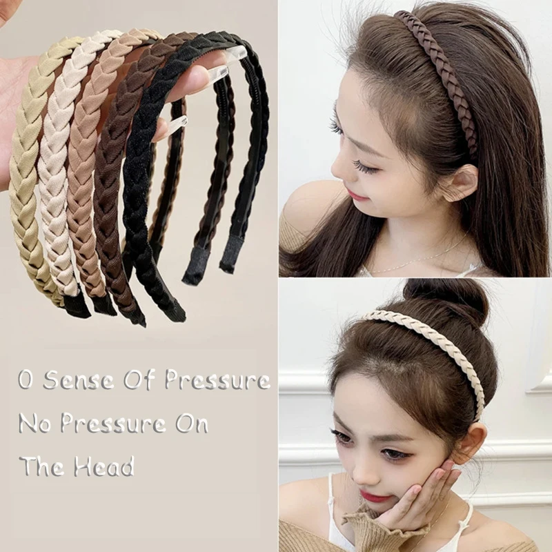 

Elegant Fabric Weaving Twist Hairband Women's Crimped Hair Non-slip with Teeth Korean Hair Bundle Girls Hair Accessories