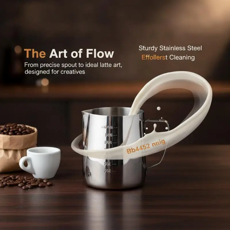 Coffee Milk Frothing Pitcher BPA Free Stainless Steel Long Handle Eagle Spout Jug for DIY Latte Cappuccino Art Making
