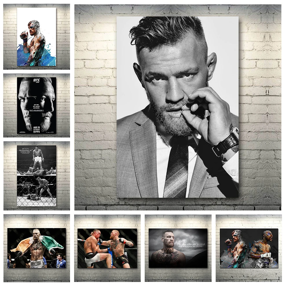 Conor McGregor Ali Boxer Portrait Inspirational Quotes Artwork HD Print Canvas Painting Wall Posters Living Room Home Decoration