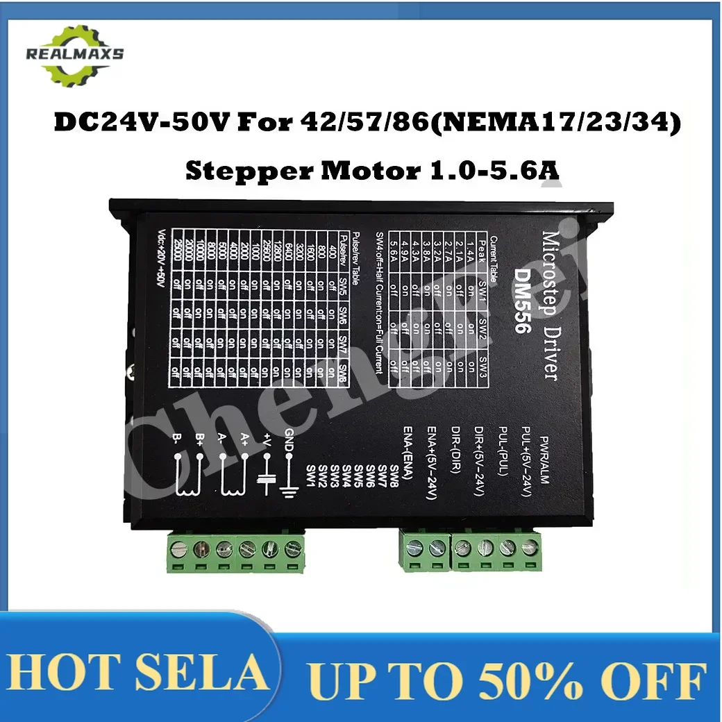 

CNC DM556 Digital Stepper motor driver 2 phase 5.6A for 57 86 stepper motor NEMA23 NEMA34 Stepper Motor Controller