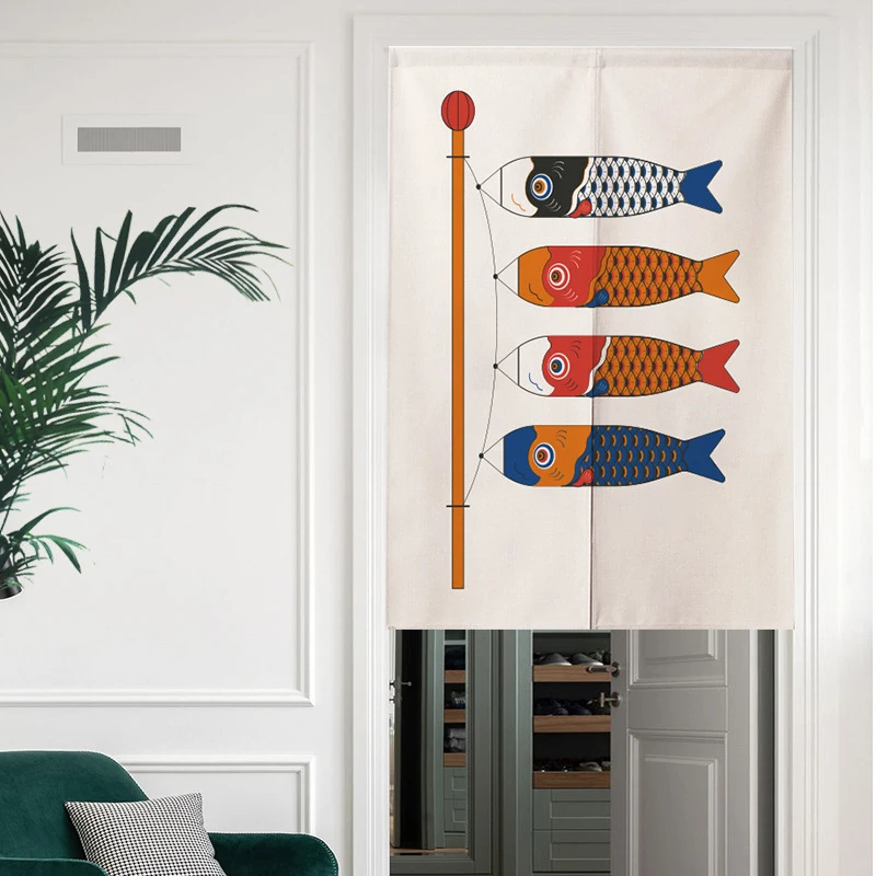 VIKAMA Japanese Style Money Cat Door Curtain Kitchen Dining Room Partition Curtain Bedroom Curtain Half Curtain Home Decoration