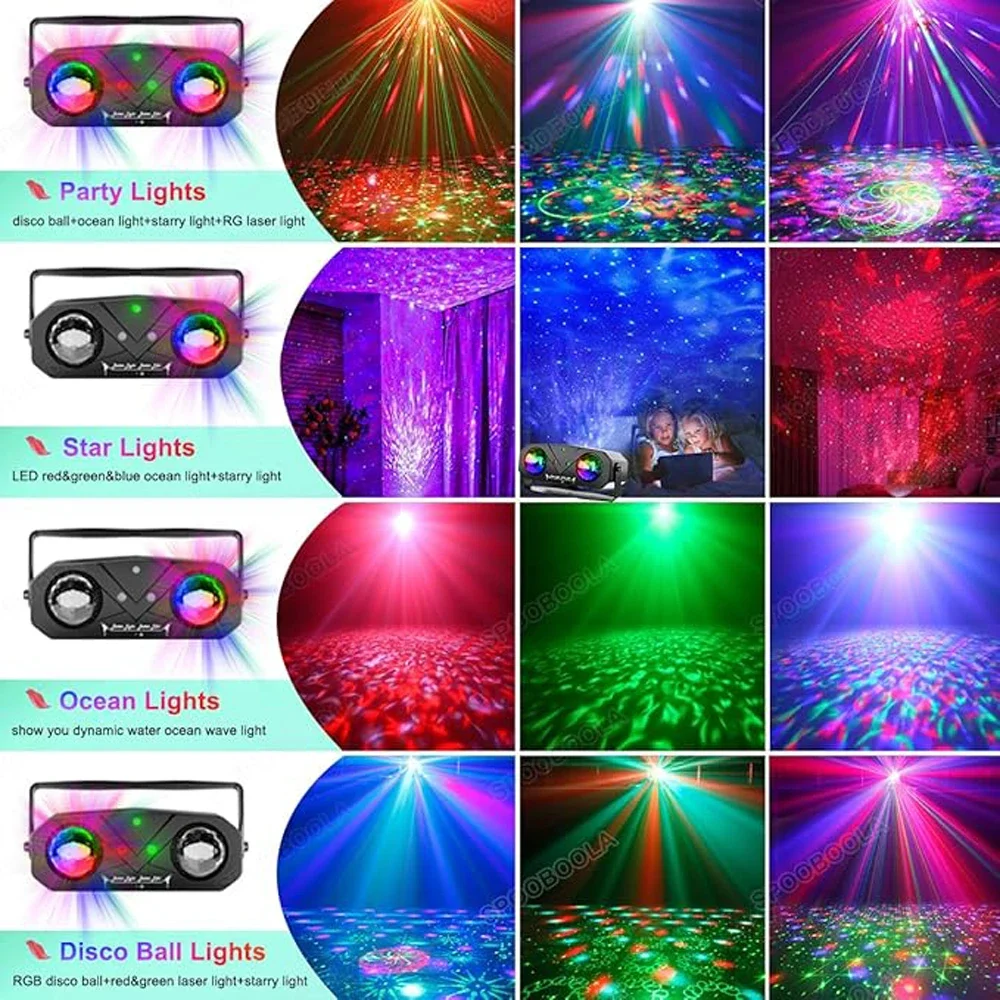 DJ Disco Lights Party Lights 3 in 1 Strobe Star Ocean Wave Projector with Remote Control for Bar Birthday Wedding KTV Christmas image 4