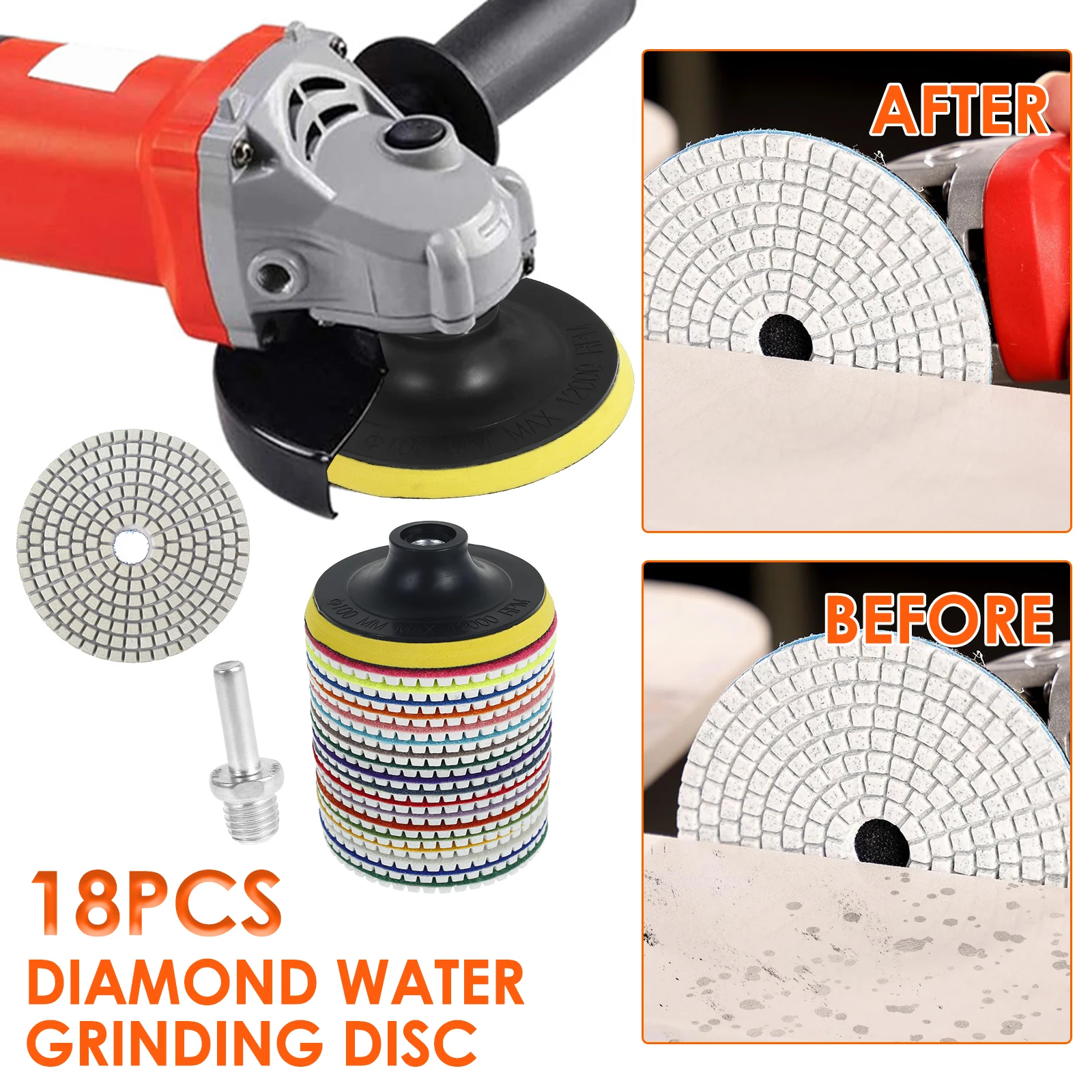 

20 шт. 4 "100 мм набор алмазных полировальных подушечек для влажного и сухого использования для гранита, бетона, мрамора, микрокристаллического стекла, набор шлифовальных дисков