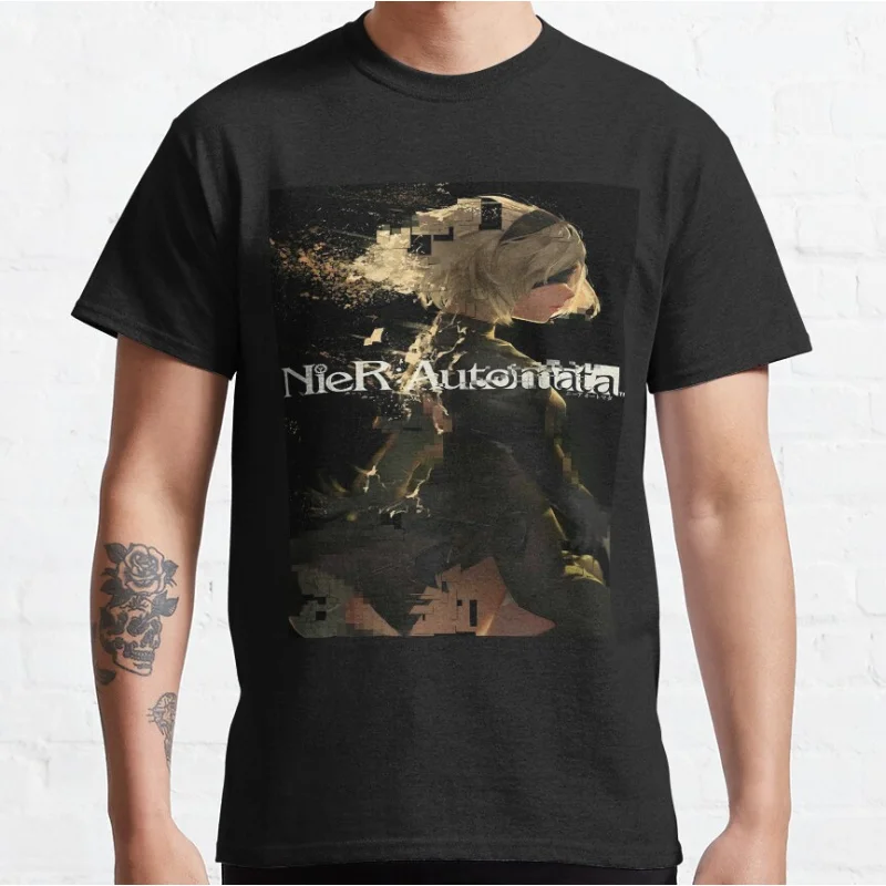 

nier automata 2B YoRHa 80s vintage video game Anime t shirt for man 100% cotton printed large size tops S-6XL clothes