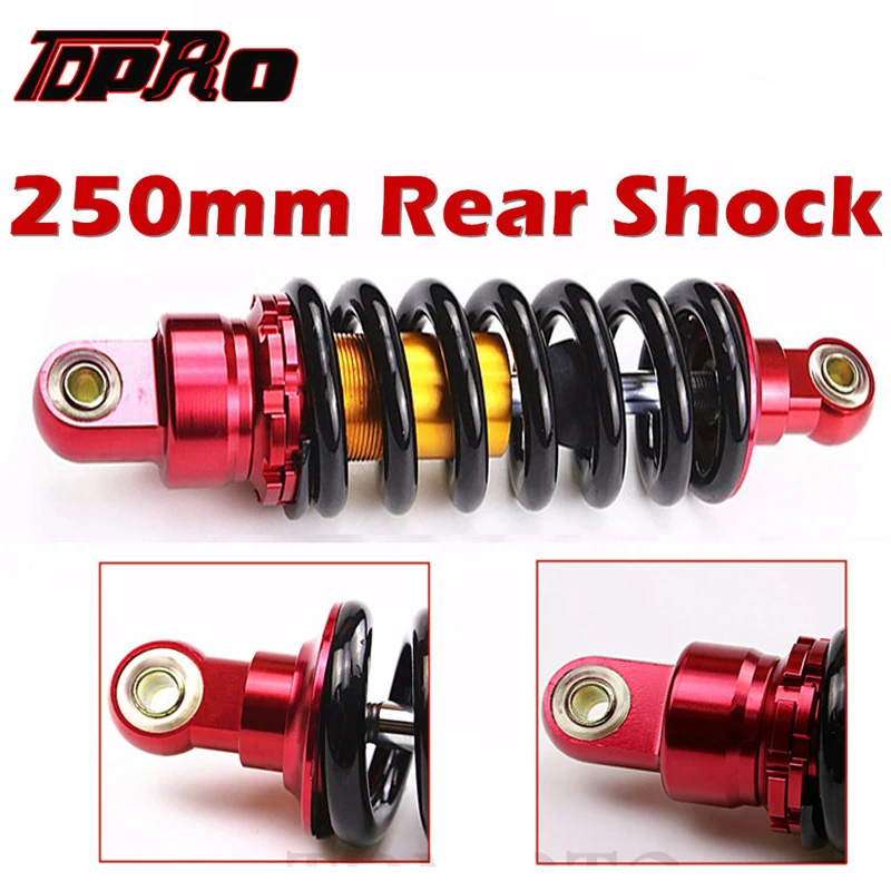 

TDPRO 980LBS 9.8" 250mm Motorcycle Rear Shock Suspension Absorber Fit 50cc-160cc ATV Quad 4 Wheeler Buggy Scooter Dirt Pit Bike