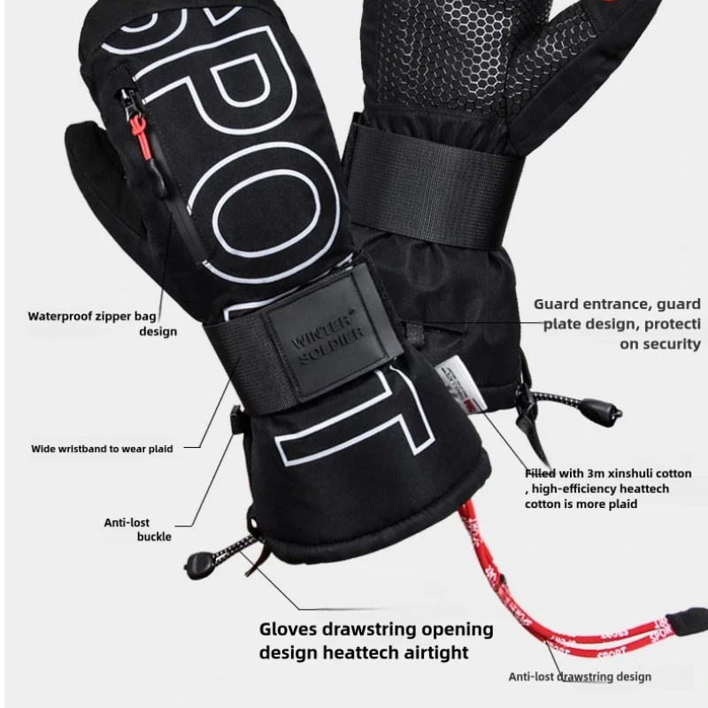 Protectores de muñeca para nieve y esquí al aire libre para hombres y mujeres, guantes cálidos de invierno, resistentes al agua, antidesgaste, para Snowboard, moto de nieve, ciclismo y esquí