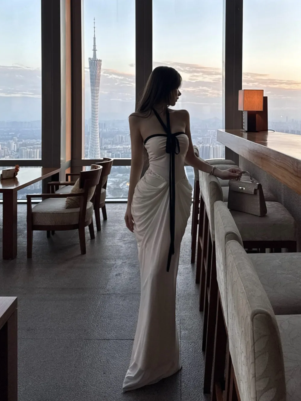 

Элегантное белое плиссированное шелковое платье с завышенной талией, кружевным декором и завязками, для женщин, весна-лето-осень