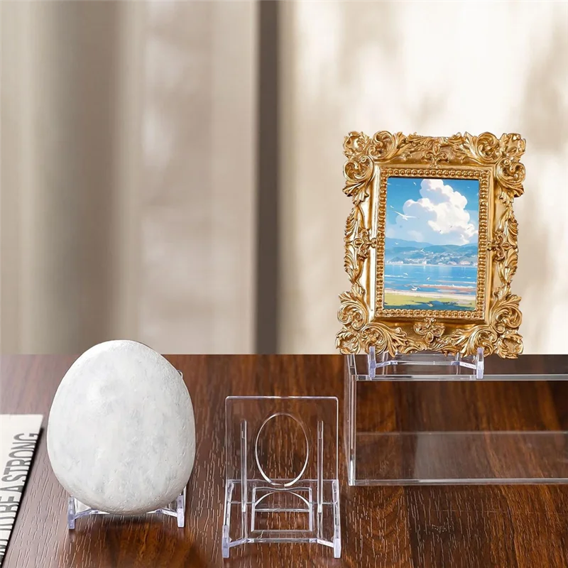 A06R 24 Pcs Clear Plastic Display Stand, Adjustable Clear Plastic Display Stands Easel Multifunctional Display Holder Durable