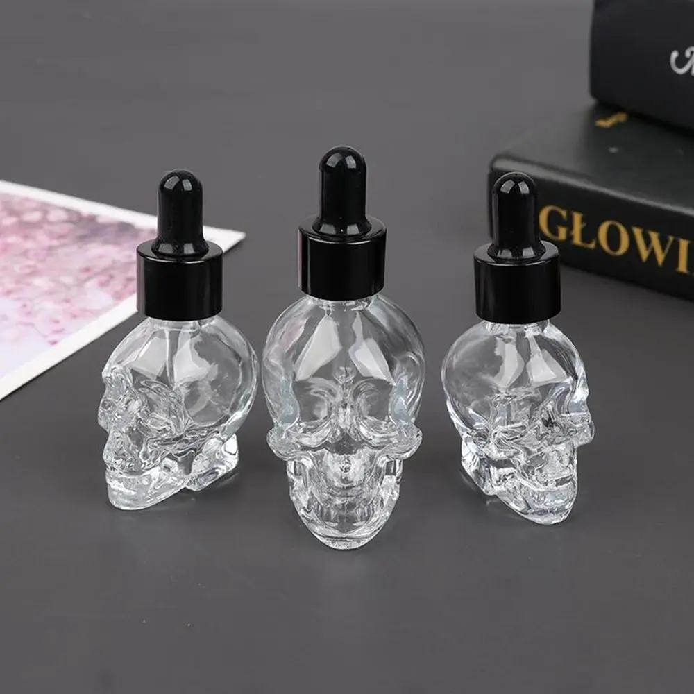 30ml 15ml skull shape glass dropper bottle for e-juice head glass liquid dropper