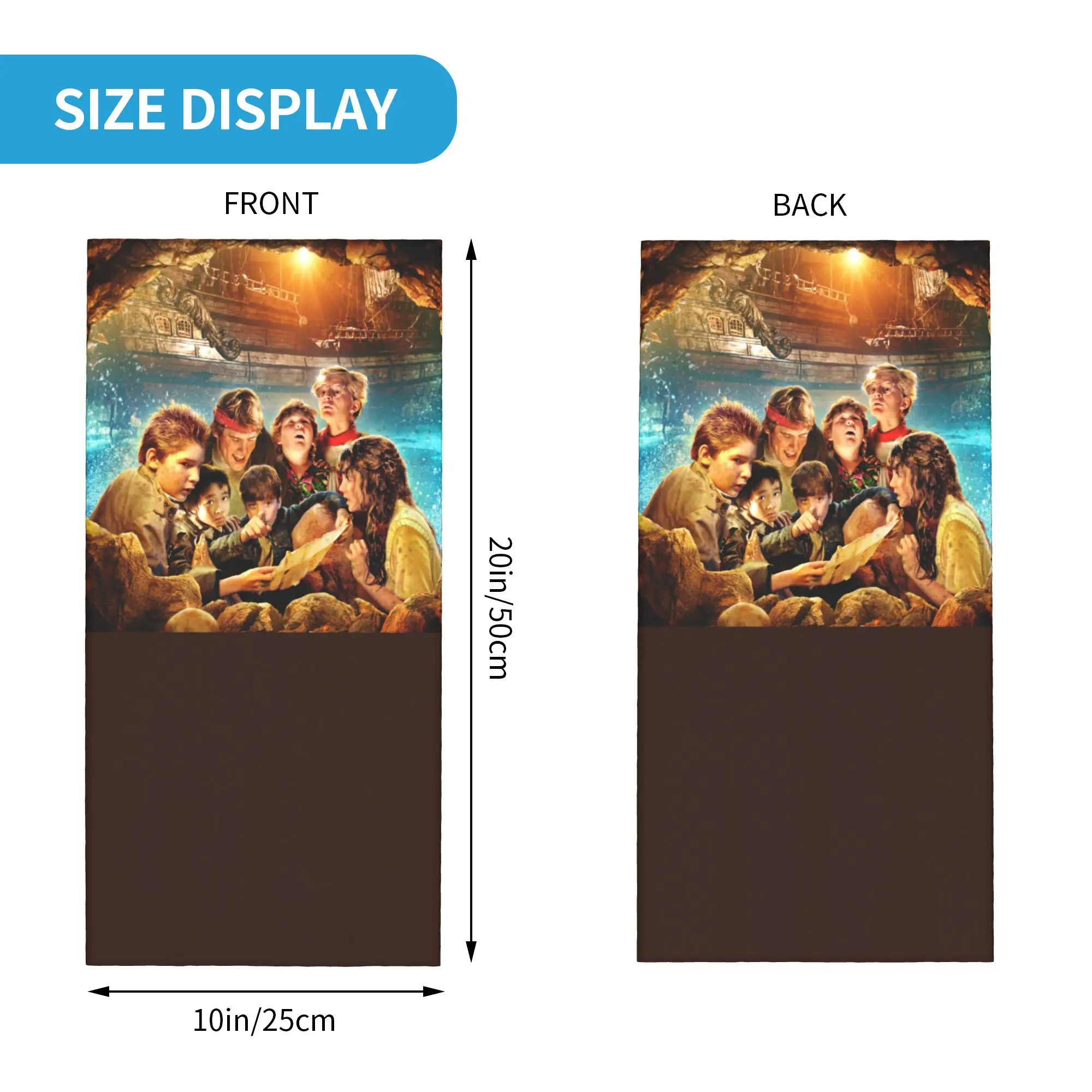 Custom The Goonies Poster Style Bandana Neck Gaiter Windproof Face Scarf Cover Women Men Never Say Die Sloth Chunk Headwear