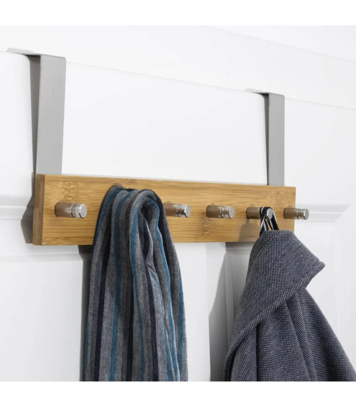 Hats and Coats Hats HI Door Rack with 6 Hooks Bamboo 40x4,8x12 cm