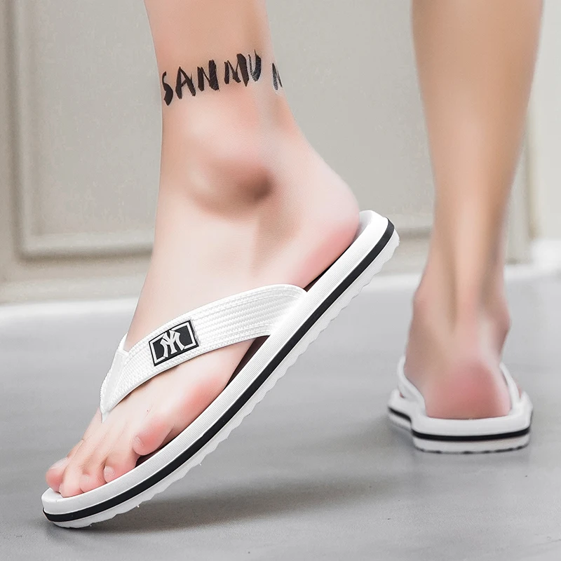 Black White Male Casual Sandals Flip Flops Quick Drying Men Daily Outdoor Beach Seaside Water Sandals Walking Slippers