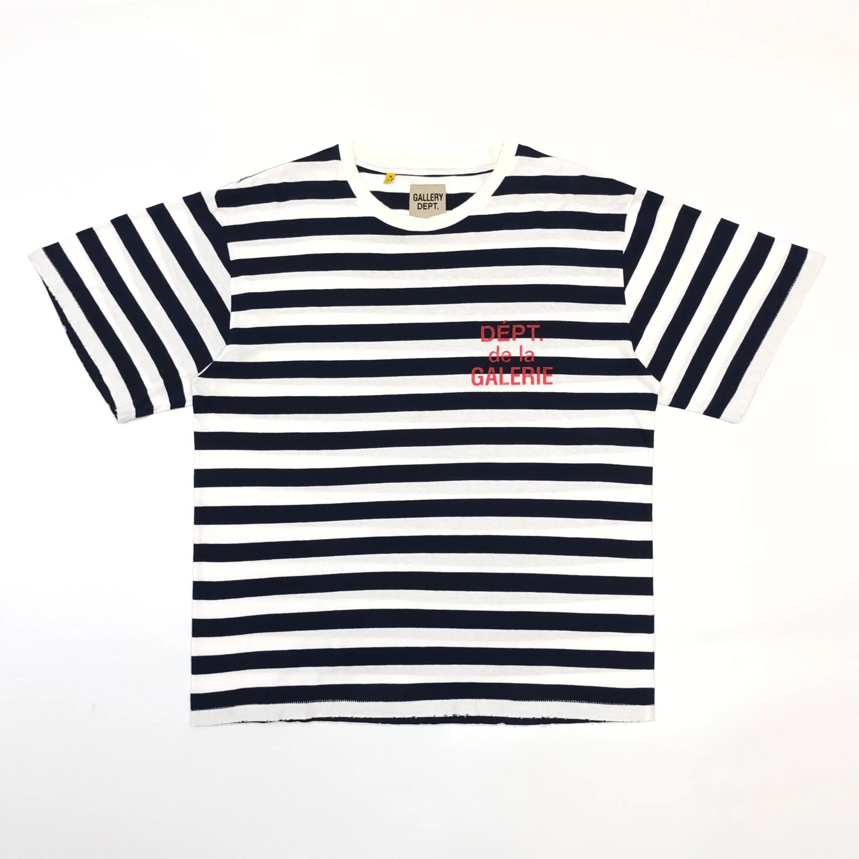 Gallery Dept French alphabet print blue and white strip short-sleeved t-shirt