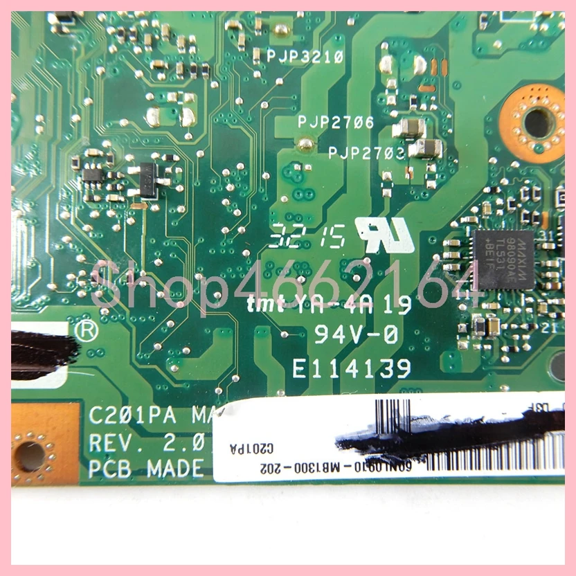 Laptop Motherboard para ASUS Chromebook, 100% testado funcionando, C201PA, RK3288-C CPU, 4G-RAM, 16G-SSD, C201, C201P, C201PA