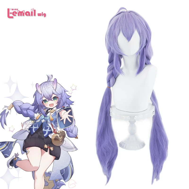 L-email wig Synthetic Hair Game Honkai Star Rail Bailu Cosplay Wig Long Purple Color Cosplay Wigs Heat Resistant Wig