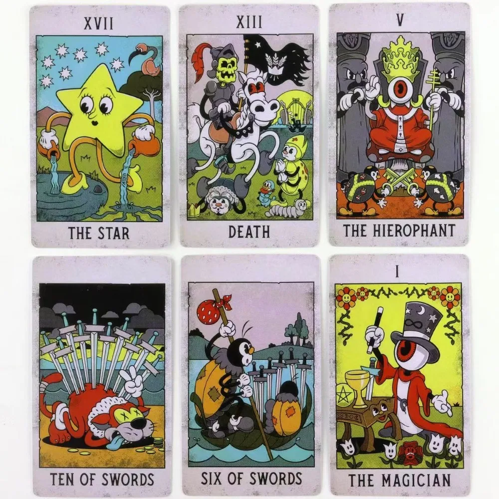 10.3*6cm Mystical Medleys Tarot Deck: A Vintage Cartoon Tarot Deck 78 Pcs Cards