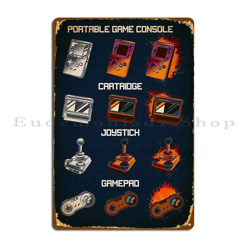 Juego de cartucho de Joystick de estilo Retro, consola de juegos portátil, cartel de placa de Metal, Bar, sala de estar, cartel de estaño personalizado