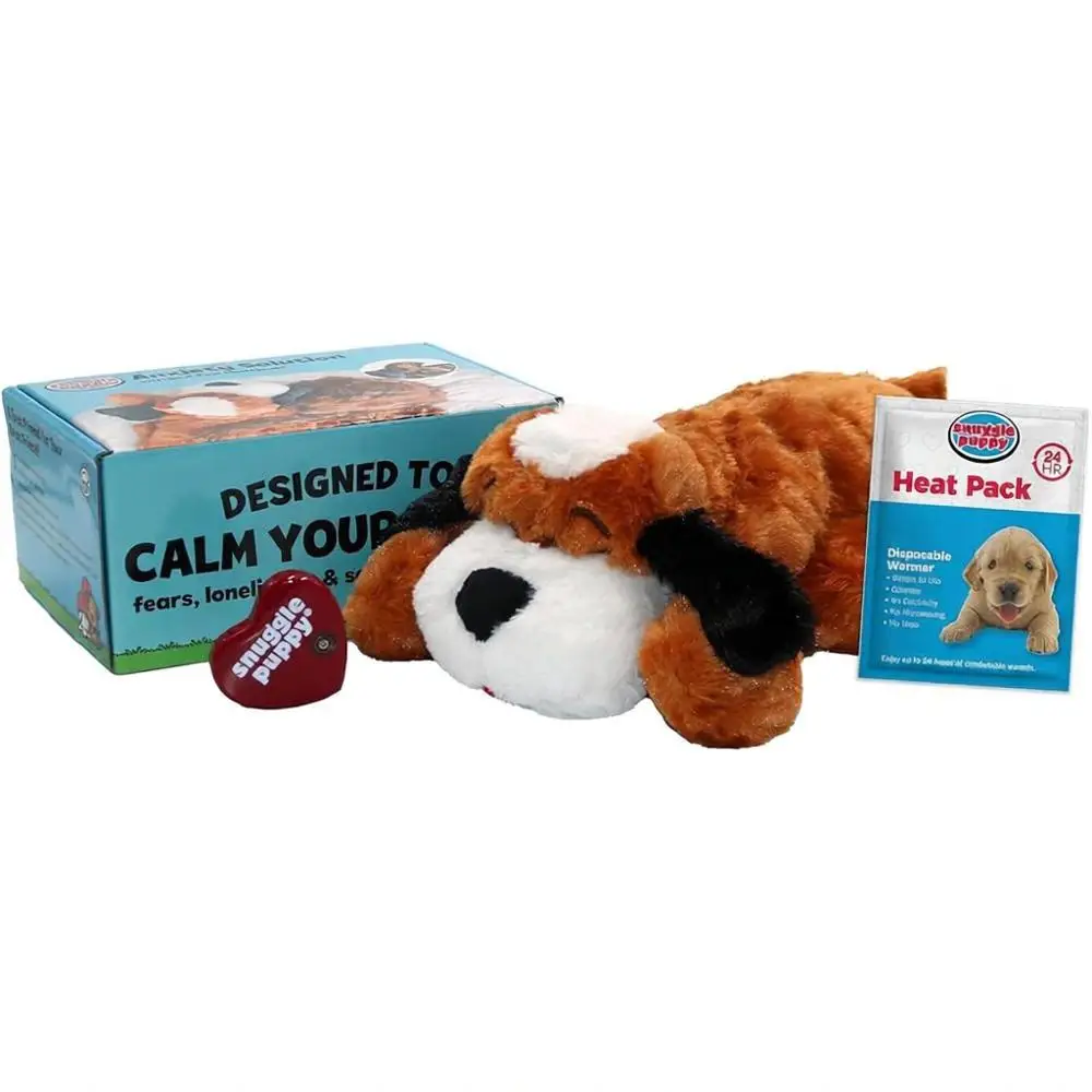 

Heartbeat Dog Toy for Puppies, Calming Aid, Sleep and Crate Training Comfort, Brown & White