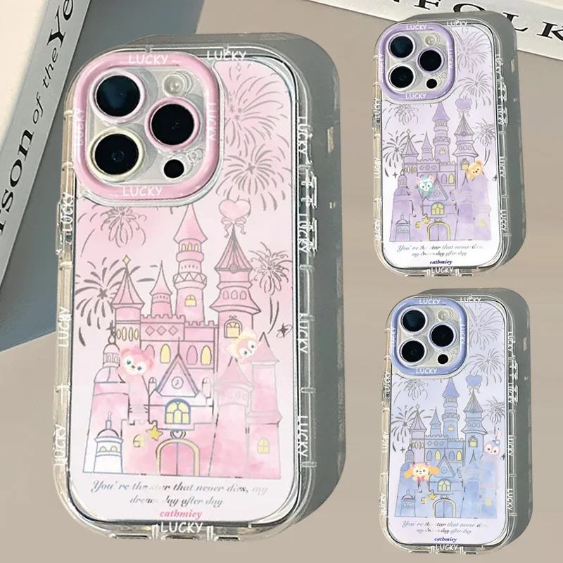 Disneys Castle Happy Beautiful Cartoon Phone Case for iPhone 16 15 14 13 12 11 Pro Max XR XS Max 78 Plus Y2K Girl Cute Cover