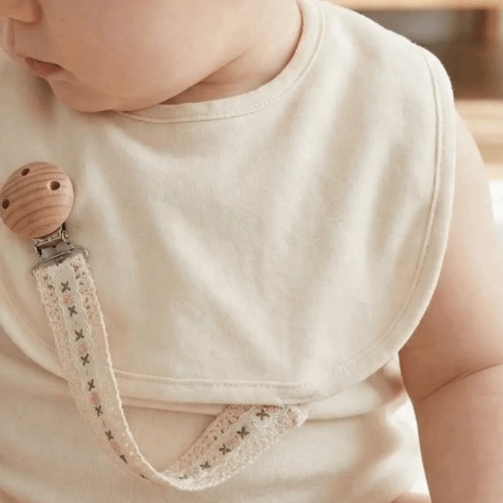 

Heart Daisy Printed Flower Print Dummy Nipple Holder Lace Floral PP Wooden Baby Pacifier Chain Colorful Anti-drop