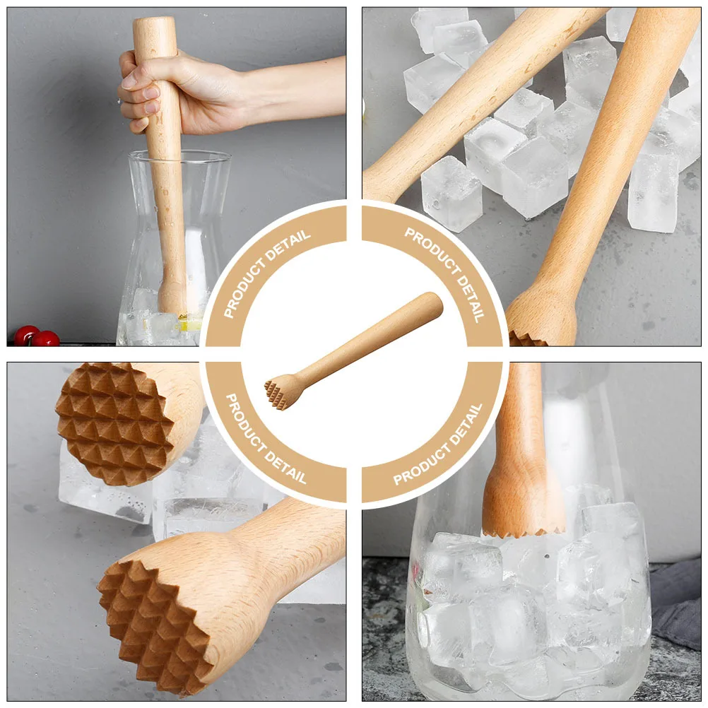 

1pc Ice Muddler Beech Stirring Rod Professional Popsicle Stick Bar Mixing Tool Wooden Masher Fruit Crusher Sturdy Swizzle Sticks