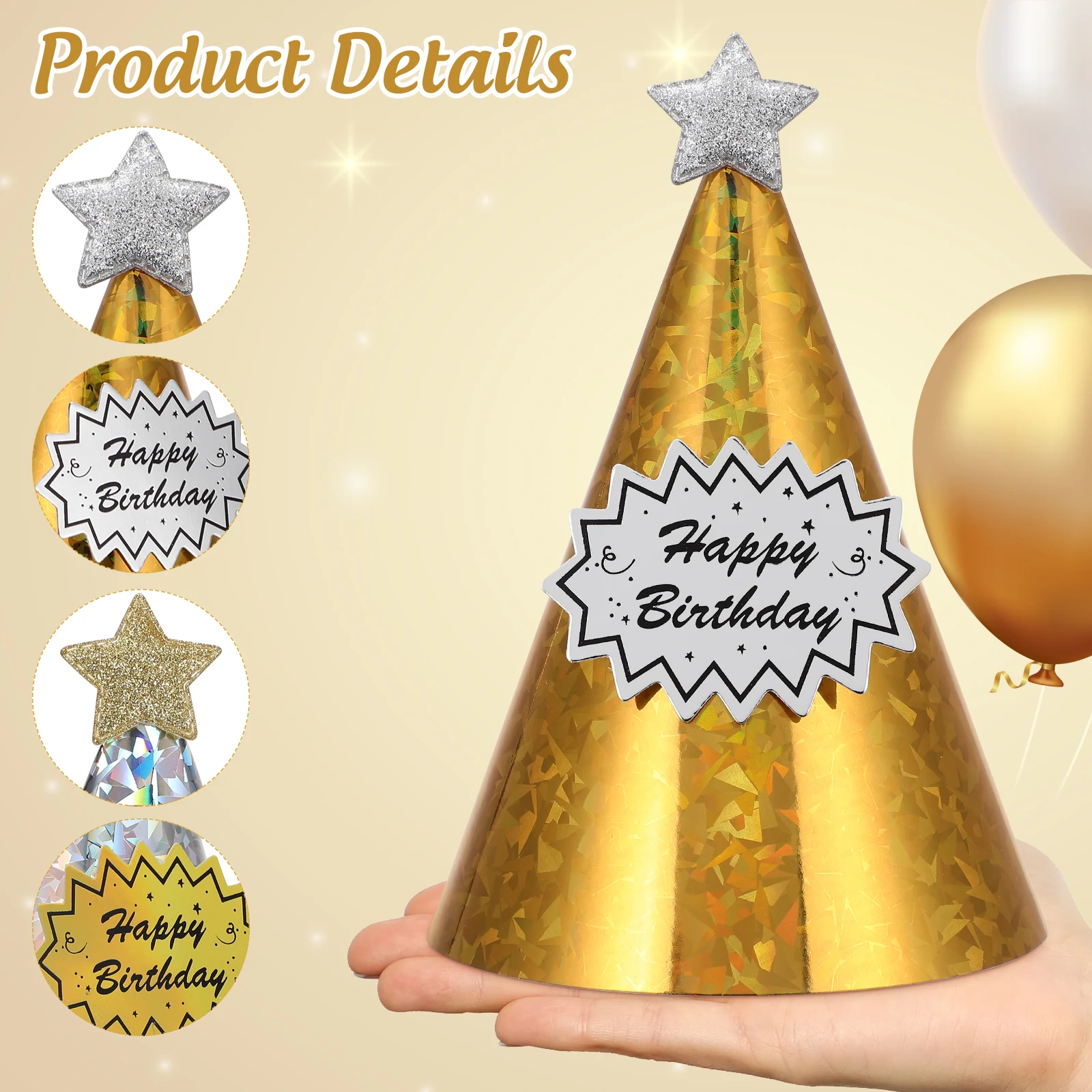 

20 Pcs Birthday Hats Paper Safe Colors Exquisite Kids Headwear Party Celebration Crowns Star Shaped Lightweight Proper Size
