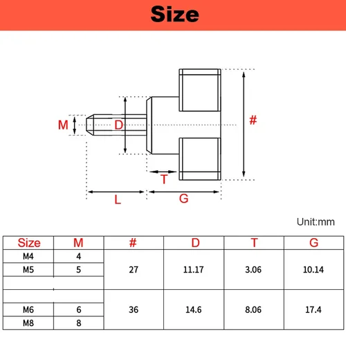 Imagen 2 del producto Tornillos de mano con cabeza de goma de plástico, Mango en T, perilla galvanizada, Perno Z, mango mecánico, M4, M5, M8 (2 ~ 5 M6), blanco y negro