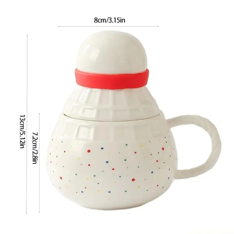 QX2E Elegant 370ml Ceramic Coffee Cup Badminton Ergonomic Handle Drinking Mug