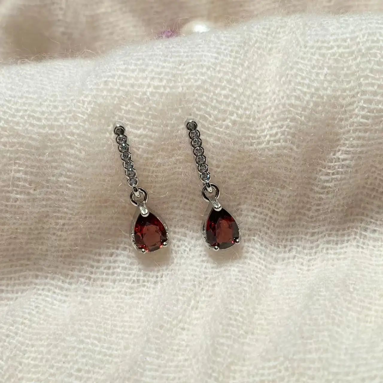 Natural Garnet 925 Sterling Silver Stud Earrings For Women Jewelry Gift Simple Jewelry CUTE Flower view 3