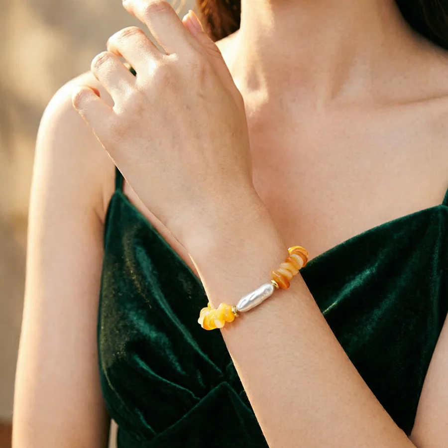 Stylish Irregular Acrylic Beads Bracelet Women Apparel Accessories Imitation Pearl Strand Braslet Vacation Leisure Female Joias
