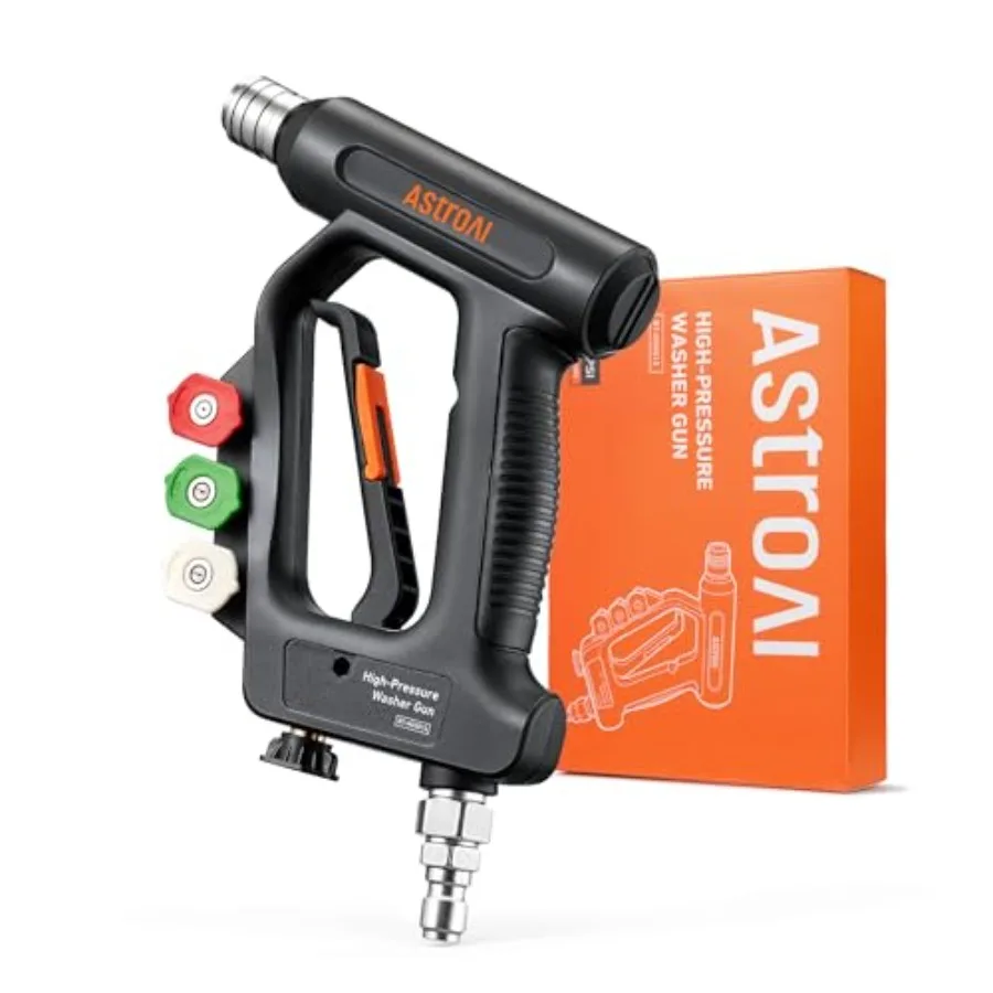

Short Pressure Washer Gun with Swivel - High Pressure Washer with 4 Nozzles and 3/8 Swivel Quick Connector Plug - 4060P