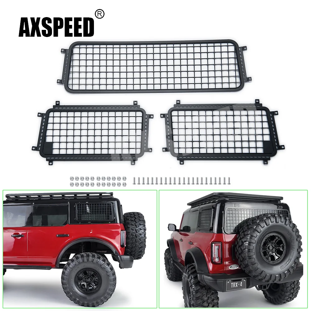 AXSPEED 1Set Metal Window Mesh Protective Net Guards for TRX-4 TRX4 Bronco 1/10 RC Crawler Car Upgrade Parts Accessories