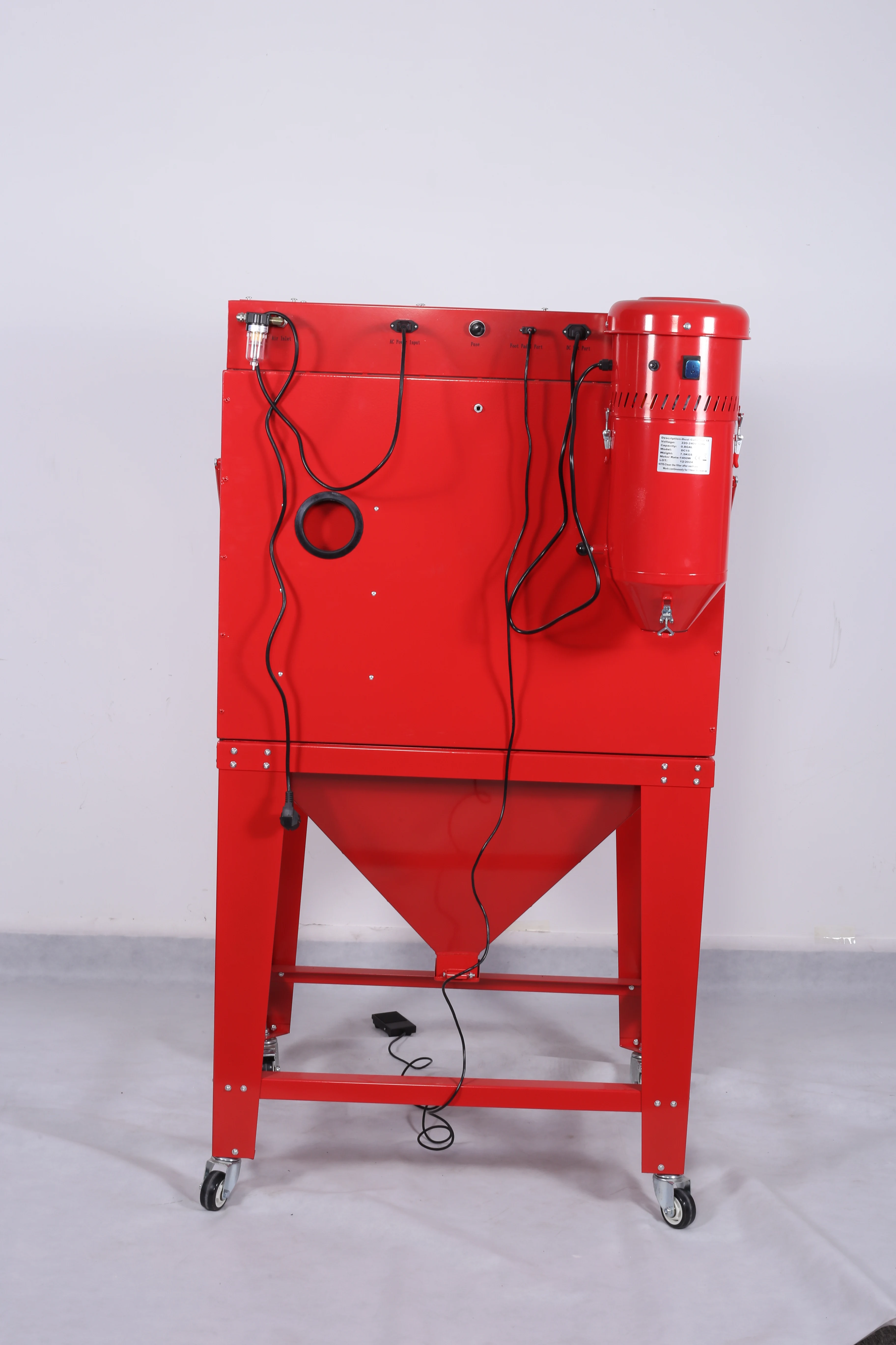 آلة السفع الرملي المحمولة ذات الفتح الأمامي والتي يتم التحكم فيها كهربائيًا، 350 لترًا، خزانة السفع الرملي عالية الجودة #4