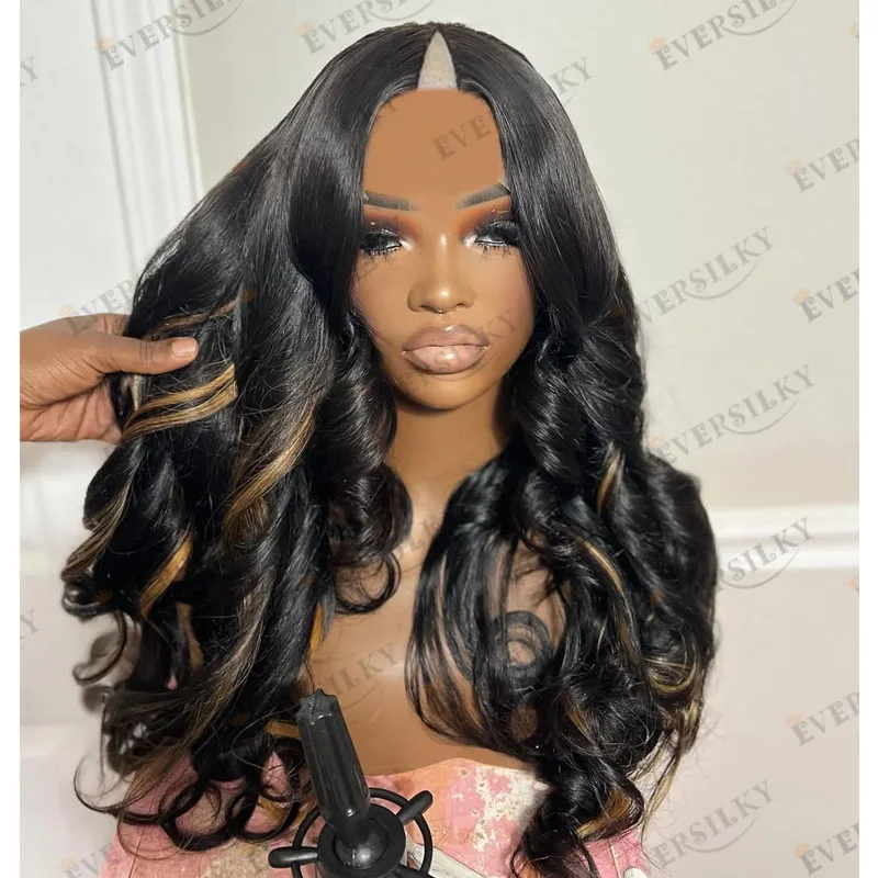 

Super Long Water Wave Remy Human Hair Full 180Density Machine Made V Part Wigs for Black Women Glueless Natural U Part Wigs