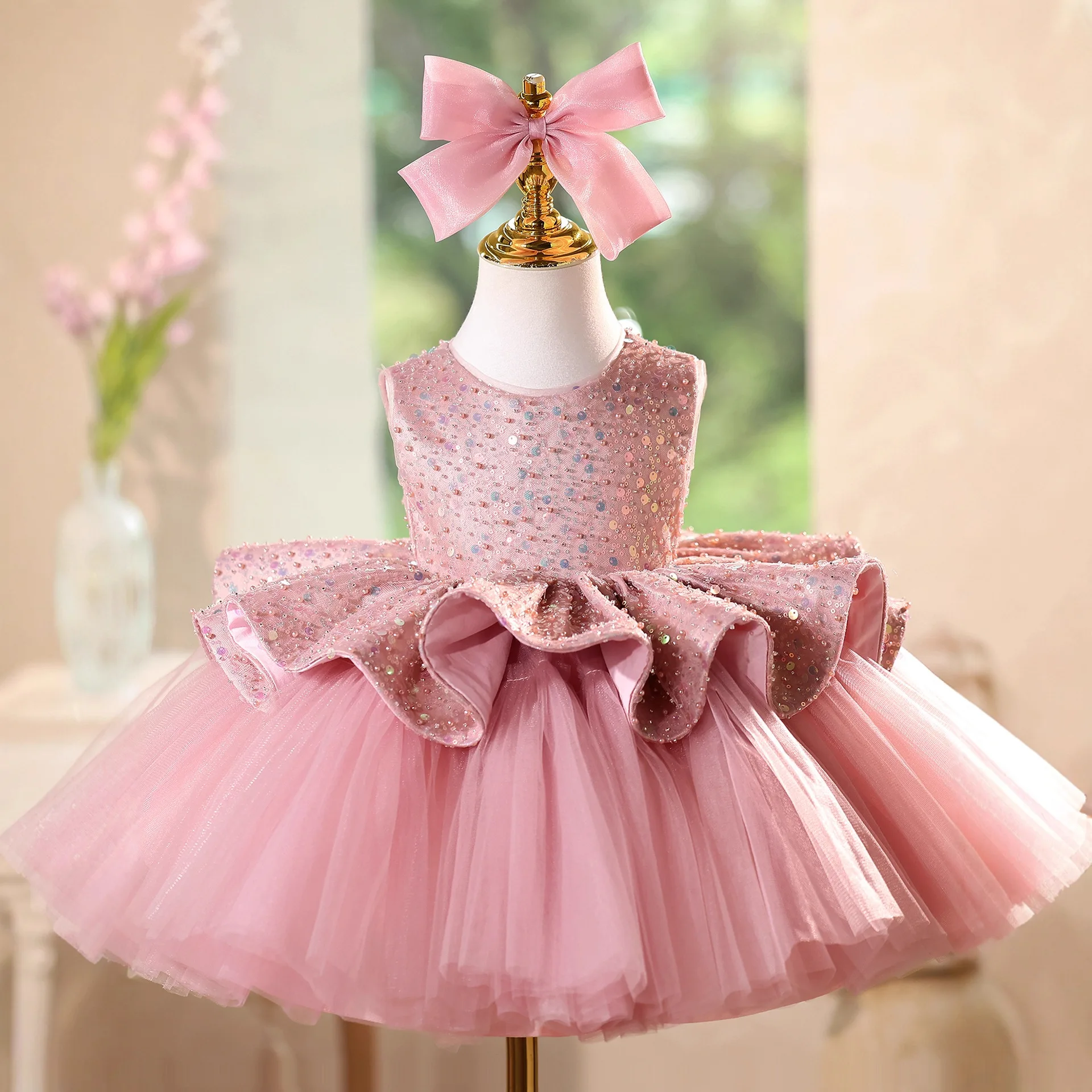 

Flower girl wedding dresses children piano playing sweet princess dress girls ball gown