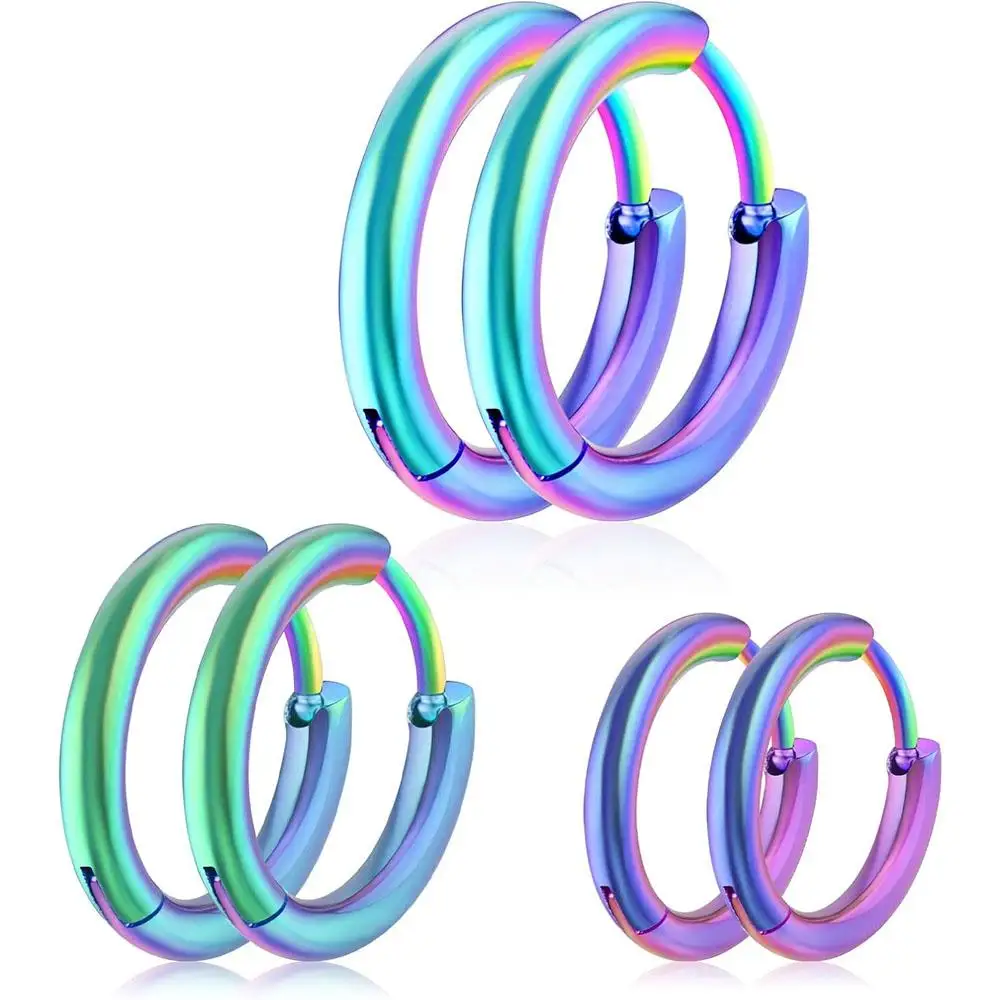 1/3Pairs Surgical Stainless Steel Small Hoop Earrings 8mm 10mm 12mm Hypoallergenic Thin Hoop for Cartilage Earrings Lightweight