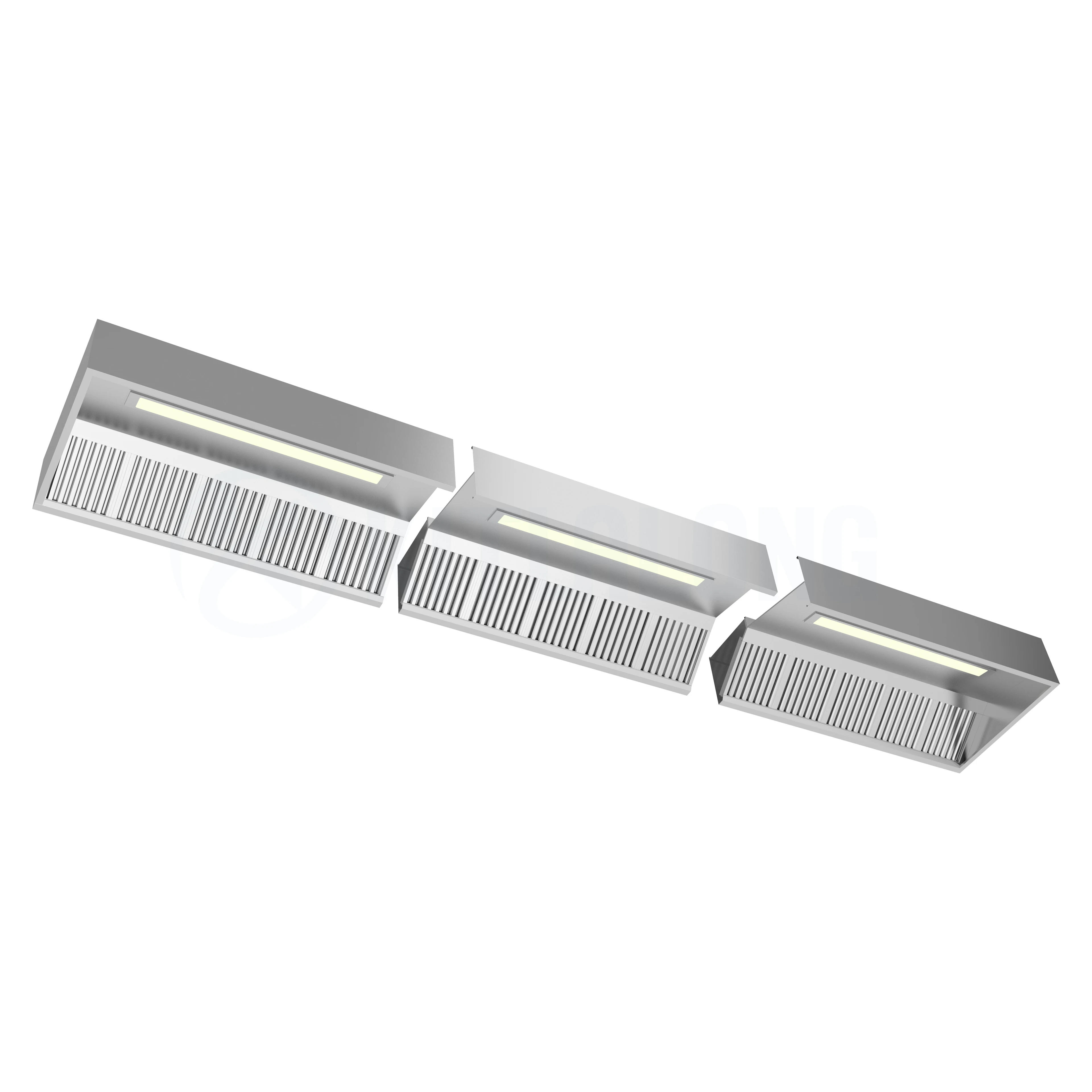 جزيرة المطبخ الكهربائية التجارية هود العادم النازع الفولاذ المقاوم للصدأ مصباح ليد الولايات المتحدة التوصيل المطاعم الفنادق معدات المطبخ