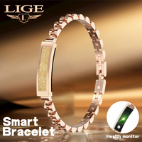 LIGE 2025 Fashion No Screen Smart Health Monitoring Watch IP68 Waterproof Steel Bracelet Personalized Male Women Smartwatch Gift