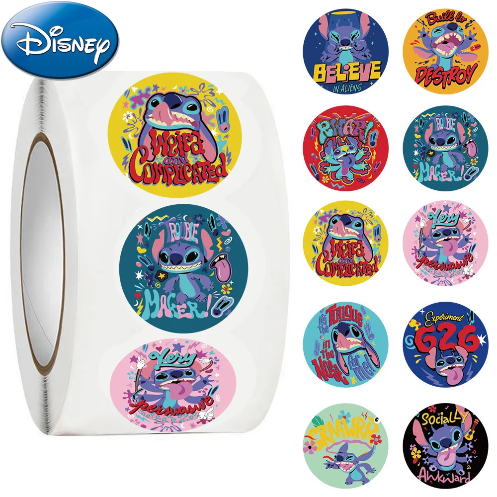 

500pcs Disney Stitch Funny Stitch Cartoon Stickers Roll Cute Kid Reward Decoration Decals DIY Guitar Phone Diary Sealing Sticker