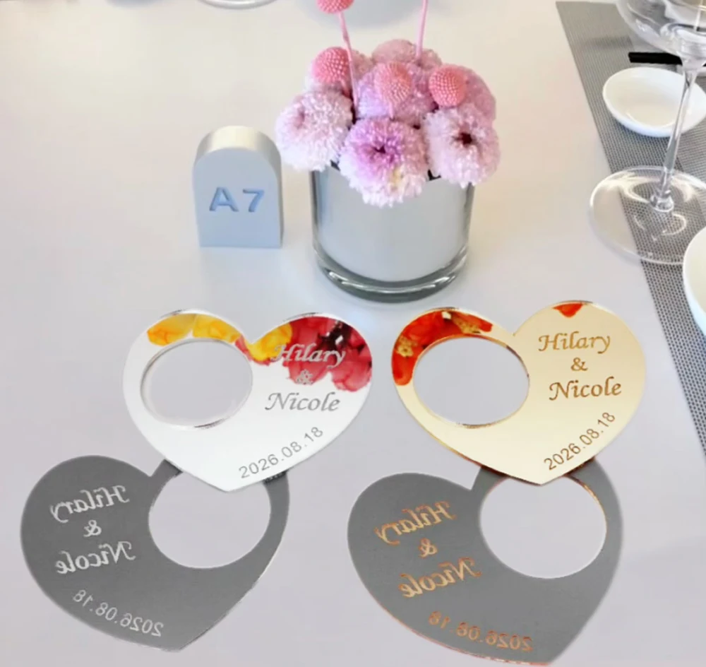 Personalized Acrylic Heart Shape Napkin, Custom Couple Name,Wedding Favors,Event Holders,Banquet Dinner Party Favors,20,40,80Pcs