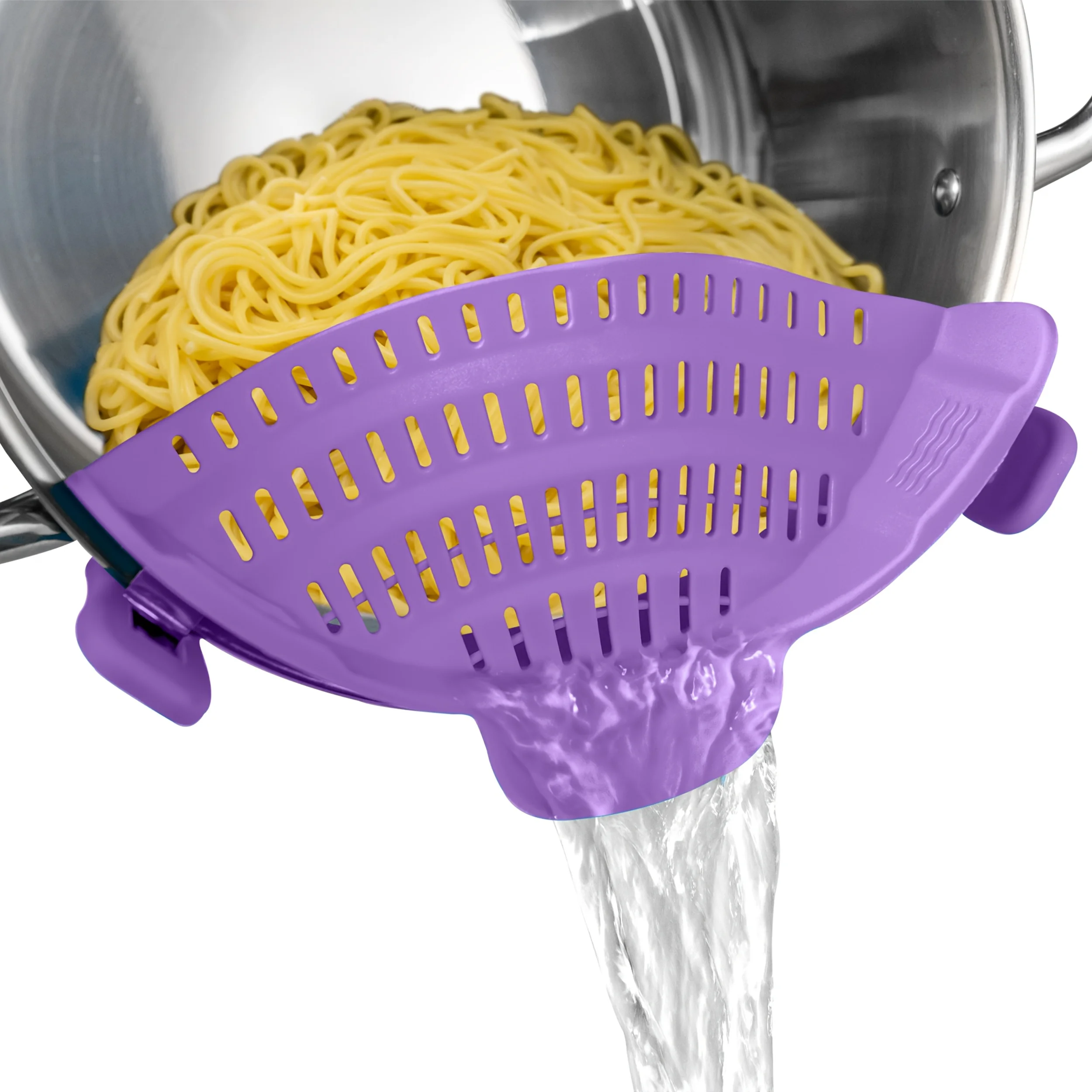 Adjustable Silicone Clip-on Strainer for Pots Bowls, Handheld Pasta Vegetable Draining Tool, Portable RV Colander