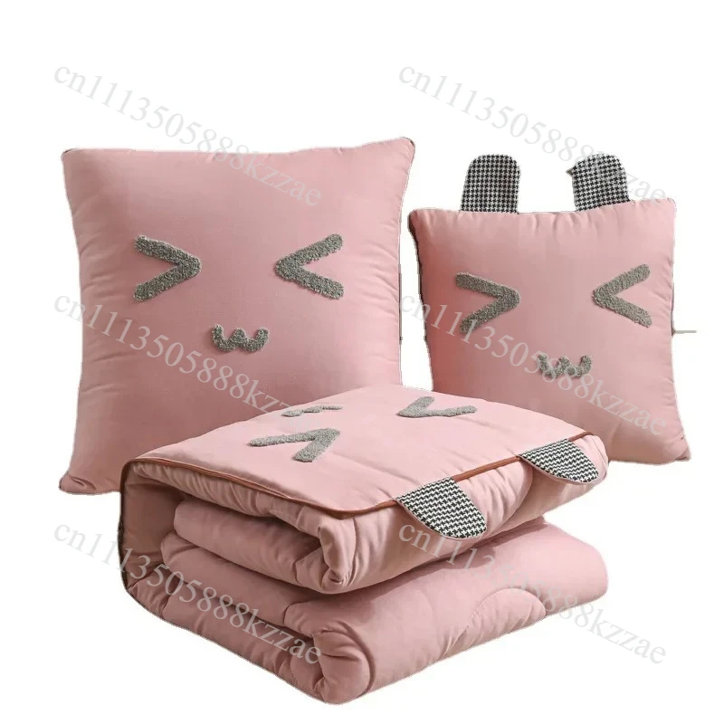 Car Cushion 2-in-1 Pillow Blanket Multi-Functional Sanding Cartoon Pillow Quilt Pillow Blanket