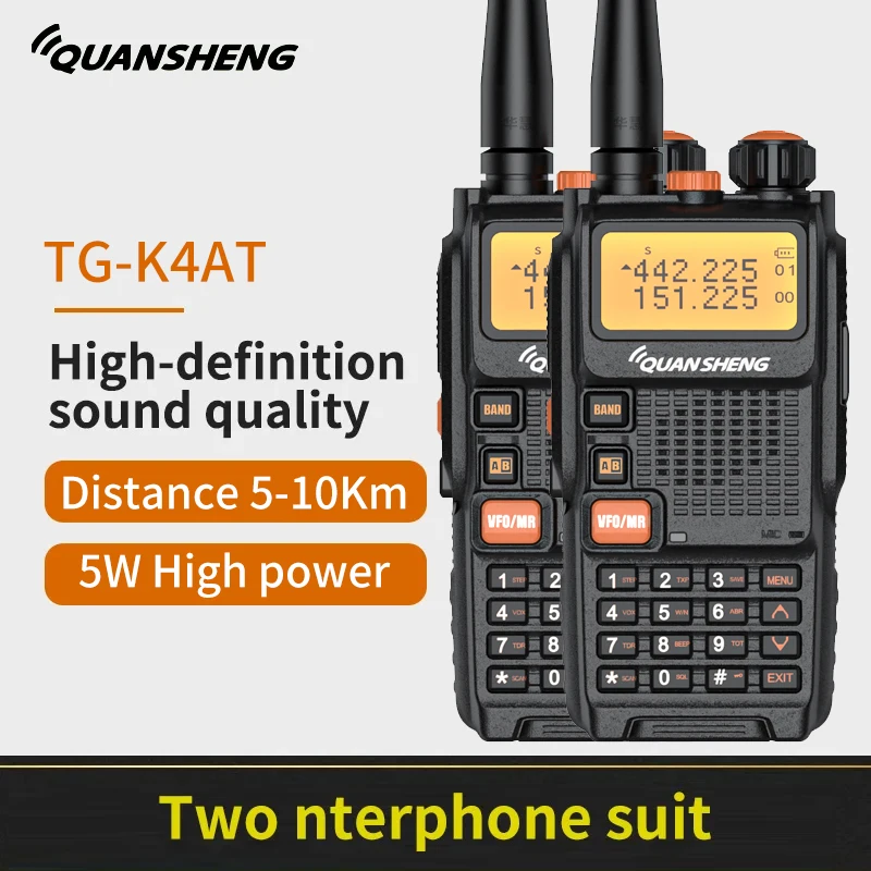 2 Stuks Quansheng/K4atuv Walkie Talkie 2000Mah 5W 3Km-5Km Walkie Talkie Profesional, Road Trips, Bouwplaatsen Kunnen Worden Gebruikt