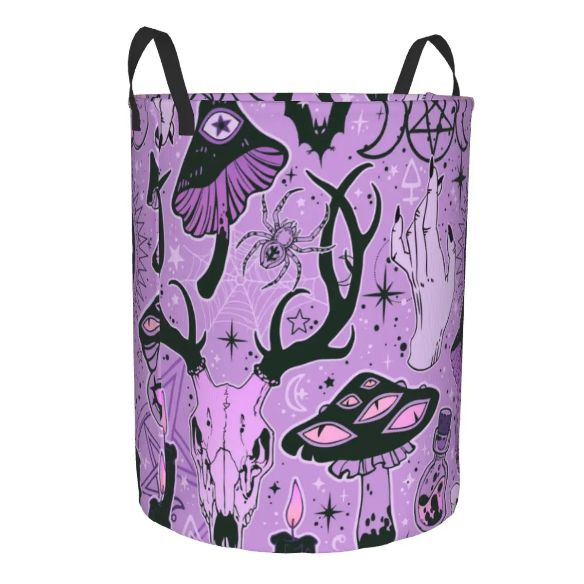 Dirty Laundry Basket Goth Skull Mushroom Folding Clothing Storage Bucket Home Waterproof Organizer