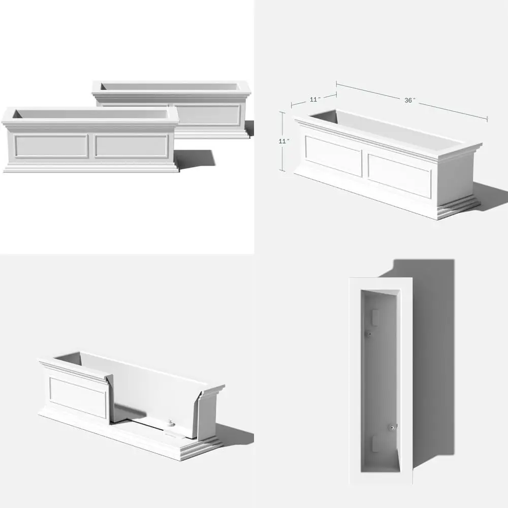 Large Rectangular Outdoor Balcony Window Box Planter - Crack-Resistant Plastic for All-Weather Use