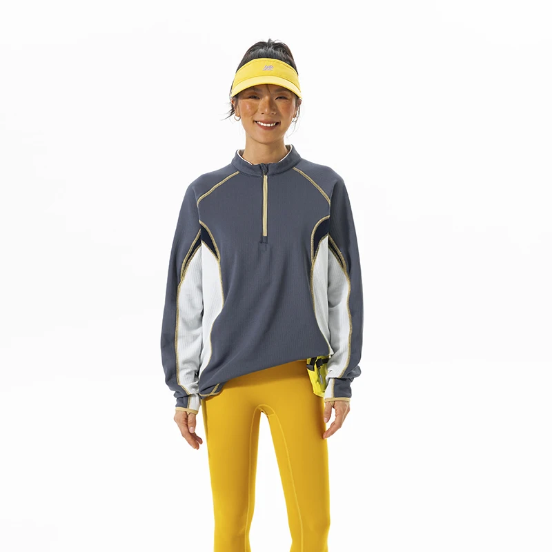 

ex Outdoor Winter Fce Lined Long Sve Sweatirt Thermal Constant Temperature Sport Loose Fit Polyester Spandex Blend