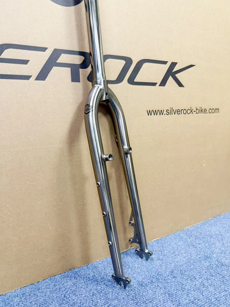 AliExpress SILVEROCK TSUNAMI Chromoly Steel 26 27.5" 29" MTB Rigid Fork 1 1/8" 28.6mm Disc Brake Classic Silver Reynolds 520 Mountain Bike 650B Forks