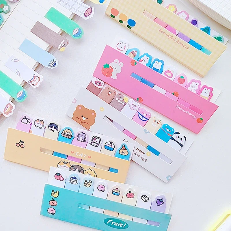32packs Cartoon Animal Sticky Tabs for Books Kawaii Stationery Memo Sheets Cute Memo Pads Bookmarks Stickers Study Accessories