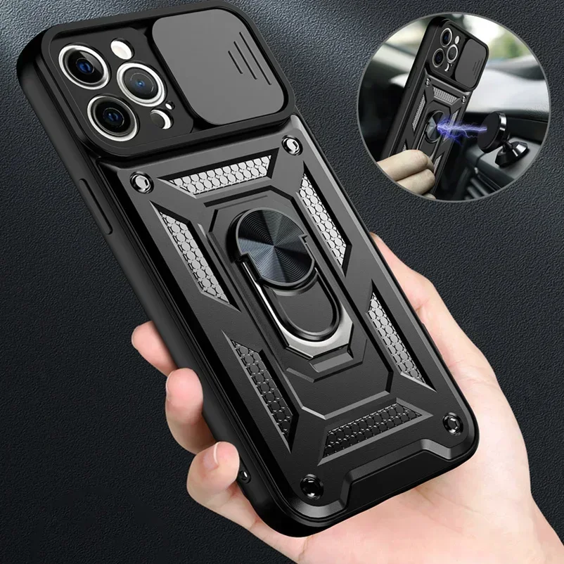 Armor Case For OPPO A15 A15S A94 A52 A72 A92 A53 A73 A74 A93 A54 5G A93 A32 2020 Car Holder Phone Cover Camera Lens Protection