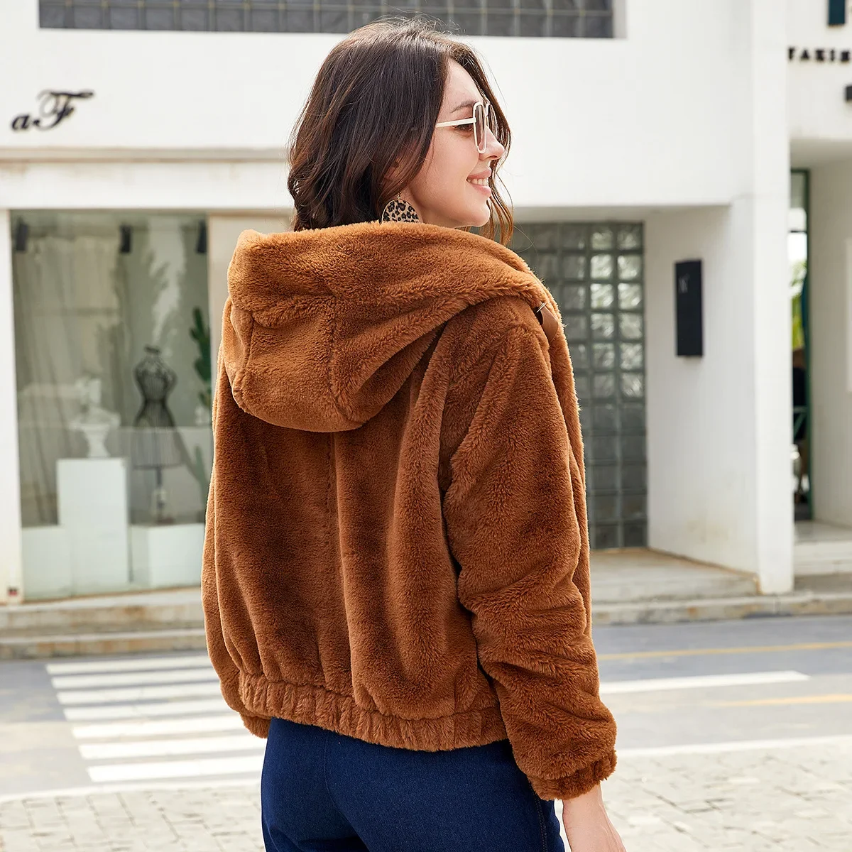 2025 Women's New Autumn Winter Plus Velvet Jacket Female Plush Coat Hooded Long Sleeved Warm Cotton Jacket Solid Color Short Top